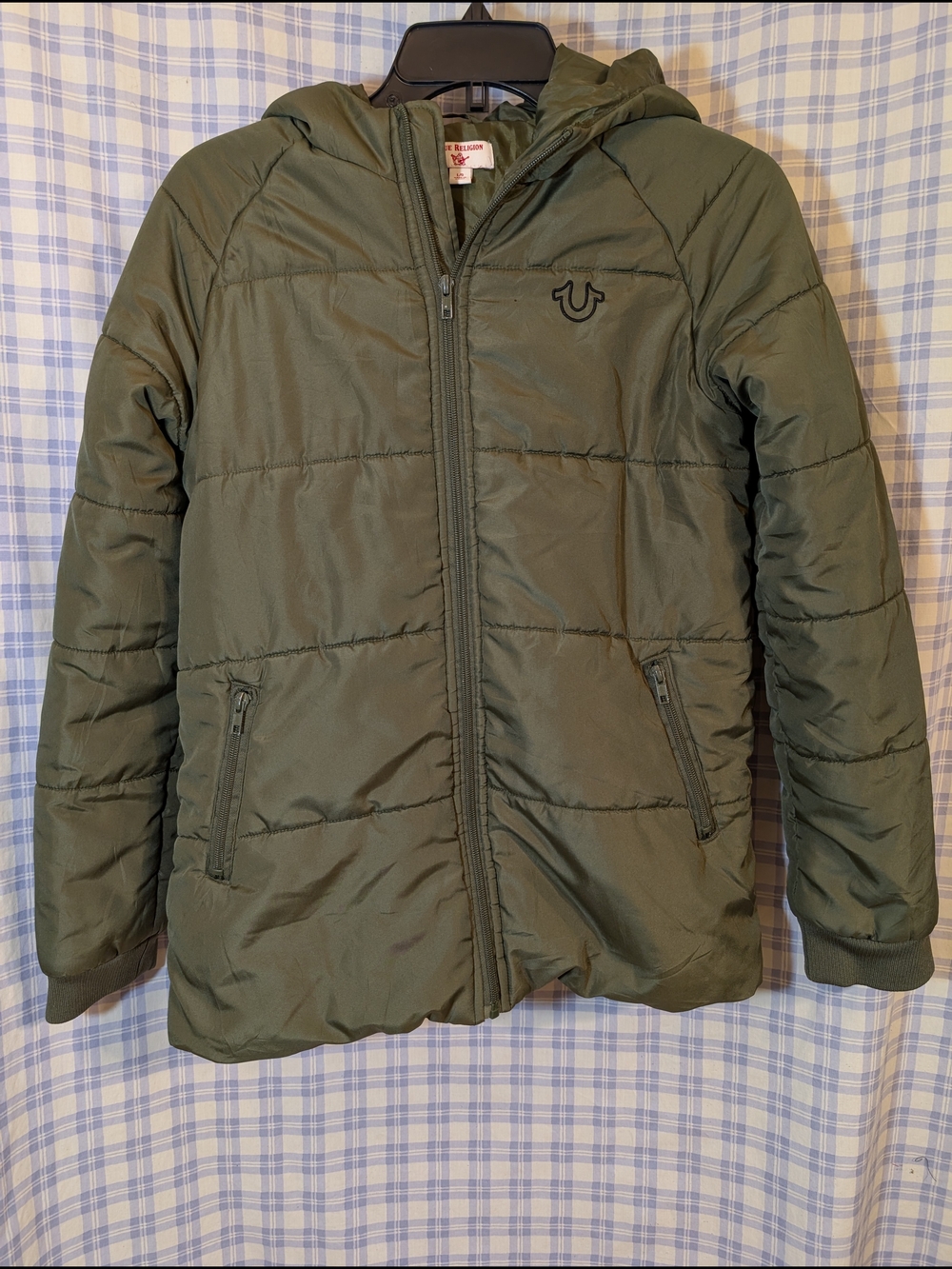 True Religion Kids Olive Hooded Puffer Jacket: Read Description.